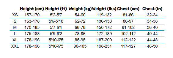 2025 ZONE3 Mens Vest 0 Tabla de Tallas